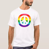 レインボーピースサインLGBTQゲイプライドTシャツ Tシャツ (正面)
