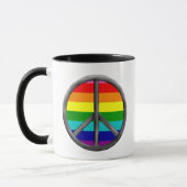 レインボーピースサインLGBTQプライドシンボルギフト マグカップ (左)