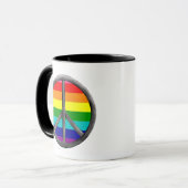 レインボーピースサインLGBTQプライドシンボルギフト マグカップ (正面左)