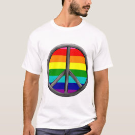 レインボーピースサインLGBTQプライドシンボル Tシャツ