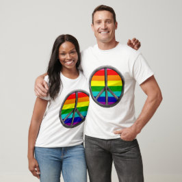 レインボーピースサインLGBTQプライドシンボル Tシャツ