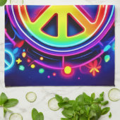 レインボーピースシンボルアート キッチンタオル (折り畳み)