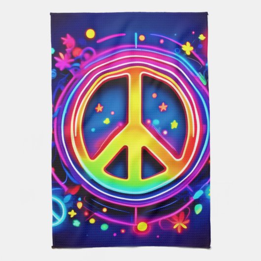 レインボーピースシンボルアート キッチンタオル (縦)