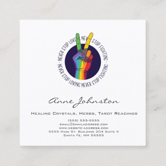 レインボーピースハンド名刺 スクエア名刺 (裏面)