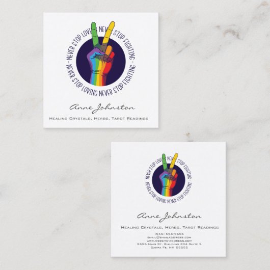 レインボーピースハンド名刺 スクエア名刺 (正面/裏面)