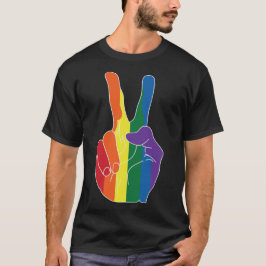 レインボーピースハンドLGBTゲイプライド月 Tシャツ