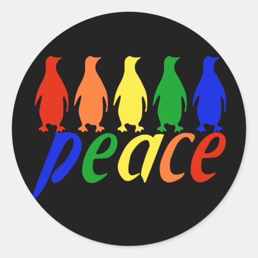 レインボーピースペンギン ラウンドシール (正面)