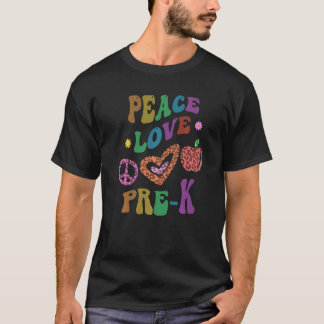 レインボーピースラブプレKレオパード印刷レトロプレK Tシャツ