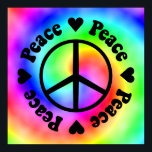 レインボーピース&ラブポスター ポスター<br><div class="desc">平和と愛のポスター – 平和のサインと虹のスパイラルの背景のハート。</div>