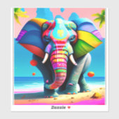 レインボーファンキーウよくはしゃぐ象プリント シール (シート)