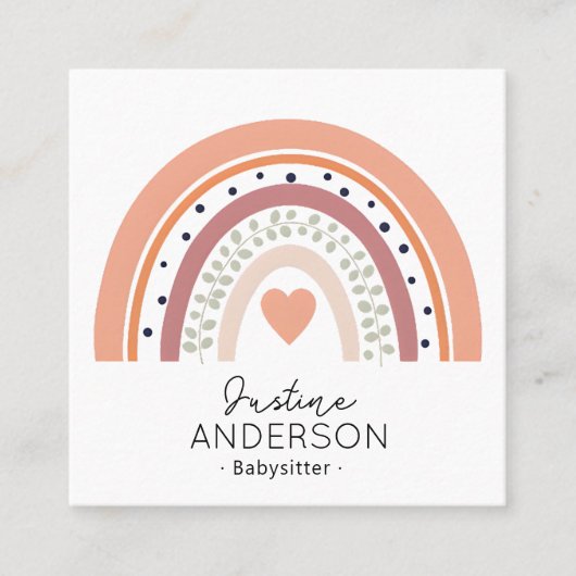 レインボーファンキースカンジハートレインボーベビーシッター スクエア名刺 (正面)