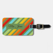 レインボーファンキーパタストライプのーン荷物タグ ラゲッジタグ (正面横)