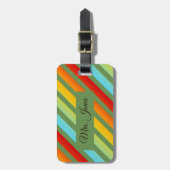 レインボーファンキーパタストライプのーン荷物タグ ラゲッジタグ (正面縦)