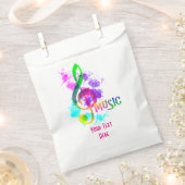 レインボーファンキーミュージックノートをテーマにパーソナライズされたした フェイバーバッグ (クリップ留めされた状態)