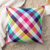 レインボーファンキー格子模様の大装飾用クッション クッション (ブランケット)