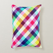 レインボーファンキー格子模様アクセント枕 アクセントクッション (正面(垂直))