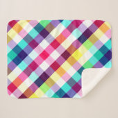 レインボーファンキー格子模様スモールシャーパブランケット シェルパブランケット (正面(横))
