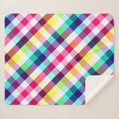 レインボーファンキー格子模様ミディアムシェルパブランケット シェルパブランケット (正面(横))