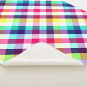 レインボーファンキー格子模様ラージシェルパブランケット シェルパブランケット (3/4)