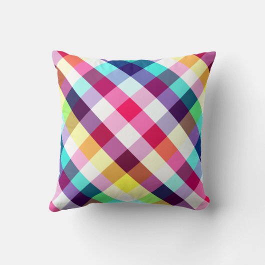 レインボーファンキー格子模様装飾用クッション クッション (裏面)