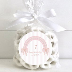 レインボーファンシーピンクボーズコケット誕生日 ラウンドシール