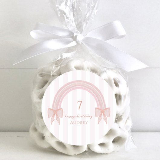 レインボーファンシーピンクボーズコケット誕生日 ラウンドシール