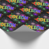 レインボーファーストネーム "COLTON" + 花火 ラッピングペーパー (角)