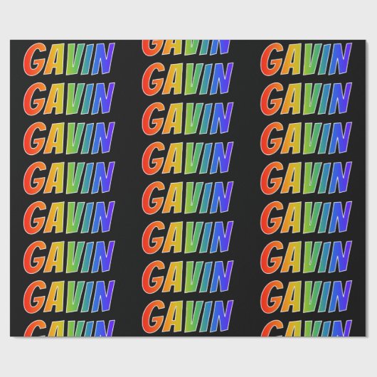 レインボーファーストネーム "GAVIN" ；楽しくてカラフル ラッピングペーパー (フラット)