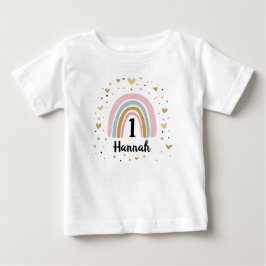 レインボーファーストバースデーベイビーシャツ 1歳 ベビーTシャツ
