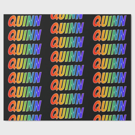 レインボーファースト名「QUINN」;おもしろい&カラフルQUIN ラッピングペーパー (フラット)