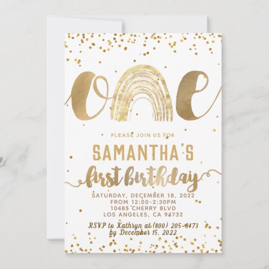 レインボーファースト誕生日招待状 招待状 (正面)