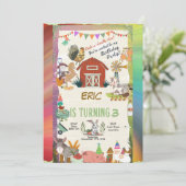 レインボーファームの動物の幼児がパーソナライズ 招待状 (スタンド正面)