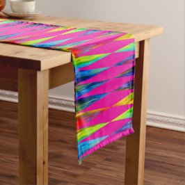 [レインボーフィエスタ]ハーレクイン幾何学模様ホットピンク ショートテーブルランナー