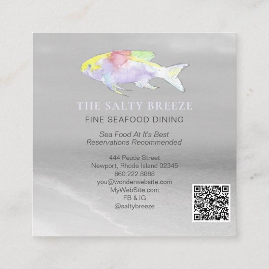 *~*レインボーフィッシュビーチシルバーサンドシーダイニング  スクエア名刺 (裏面)