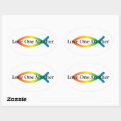 レインボーフィッシュラブステッカー 楕円形シール (シート)