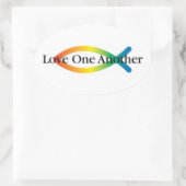 レインボーフィッシュラブステッカー 楕円形シール (バッグ)