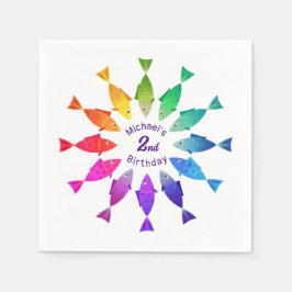 レインボーフィッシュ海かわいいカラフル スタンダードカクテルナプキン