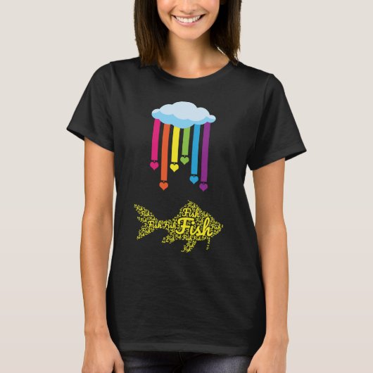 レインボーフィッシュ虹のハートが動物を愛 Tシャツ (正面)