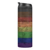 レインボーフィラデルフィアプライド旗木目名 タンブラー (回転右)