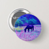 レインボーフィールドに紫色の黒馬 缶バッジ (正面&裏面)