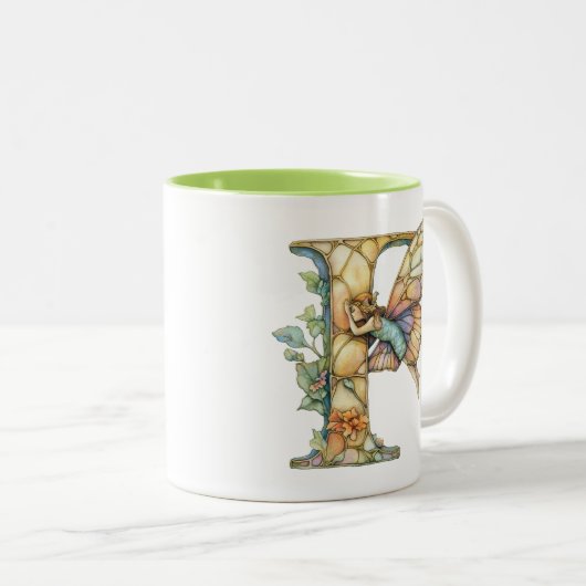 レインボーフェアリーイニシャル「F」 ツートーンマグカップ (正面右)