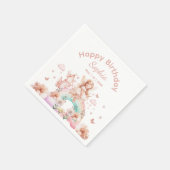 レインボーフェアリーガール魔法ティーポット誕生日 スタンダードカクテルナプキン (角)