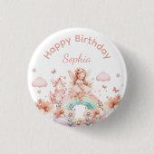 レインボーフェアリーガール魔法ティーポット誕生日 缶バッジ (正面)