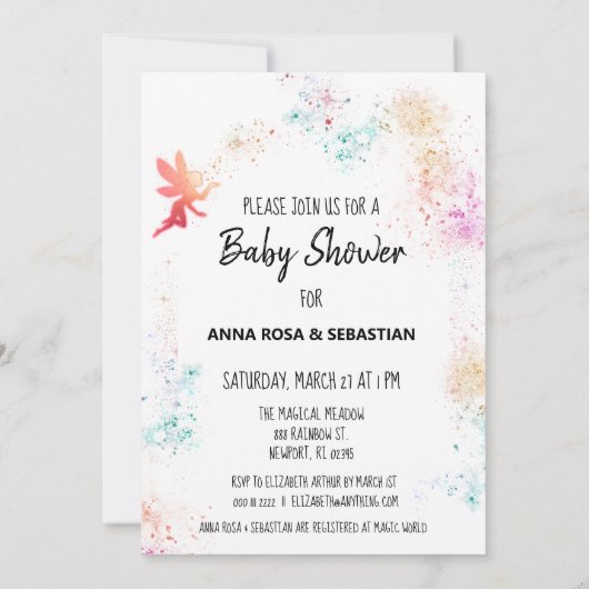 *~*レインボーフェアリーダストベビーシャワー招待状 招待状 (裏面)