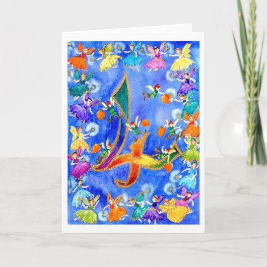 レインボーフェアリーハッピー第四誕生日 カード (正面)