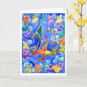 レインボーフェアリーハッピー第四誕生日 カード (黄色い花)