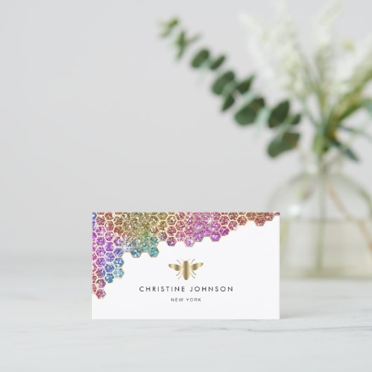 レインボーフェイクグリッターハニカム及びゴールデンビー 名刺 (スタンド正面)
