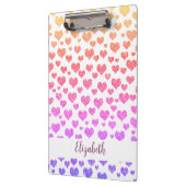 レインボーフェイクグリッターハートブライトカラフルカスタム クリップボード (左)