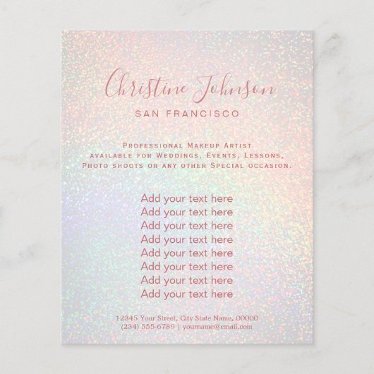 レインボーフェイクグリッターパステルカラー美しいサロン チラシ (正面)