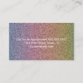 レインボーフェイクグリッターパターン爪、 ネイルヘアビジネス 名刺 (裏面)